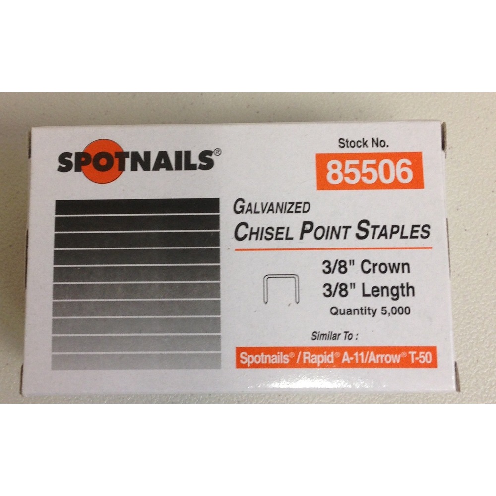 Spotnails 85506 3 8 Length X 3 8 Crown Width A11 T50 20 GA Staples