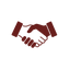 64 x 64 svg with no background of a maroon icon of a handshake