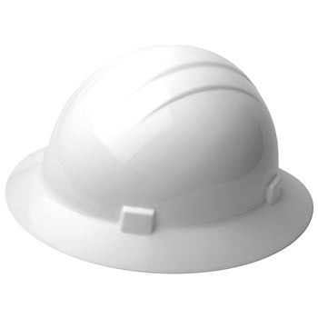 ERB 19221 Americana Full Brim Hard Hat w/ Mega Ratchet 4-Point nylon suspension, White, Case of 12