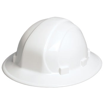 ERB 19911 Omega II Full Brim Hard Hat w/ Mega Ratchet 6-point nylon suspension, White, 12/Case