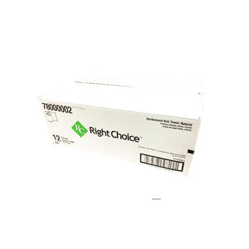 RIGHT CHOICE NATURAL HARDWOUND ROLL PAPER TOWEL, 1-PLY 8" X 300', 12 ROLLS/CASE