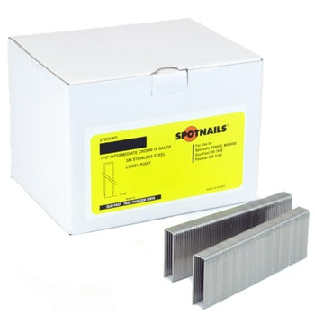 Spotnails 5640PS 1-1/4" Length X 7/16" Crown Width 16 GA Stainless Steel Staples, 10,000/Case
