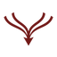 SVG 64 x 64 no background of an icon showing two paths merging into one arrow in maroon
